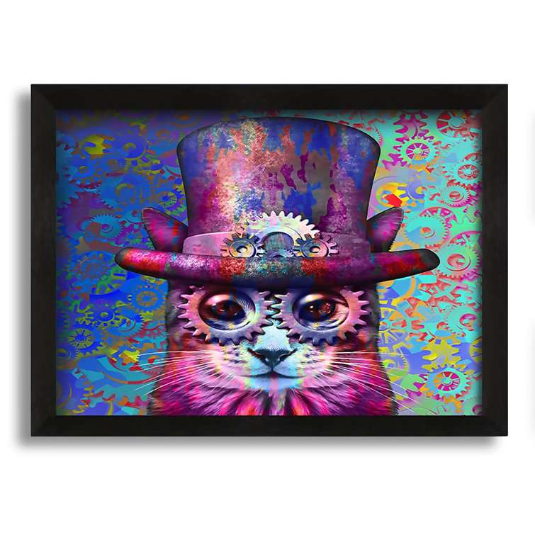 Maturi The Top Hat Cat Picture Frame Painting on Canvas Wayfair.co.uk